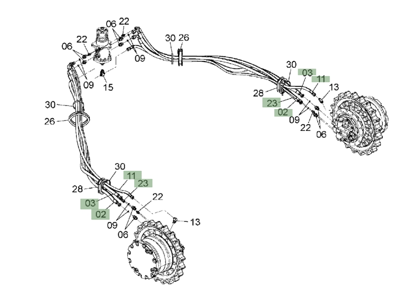 Hitachi ZX120-3 installation diagram showing hydraulic hose 4447483 at Pipe No. 11