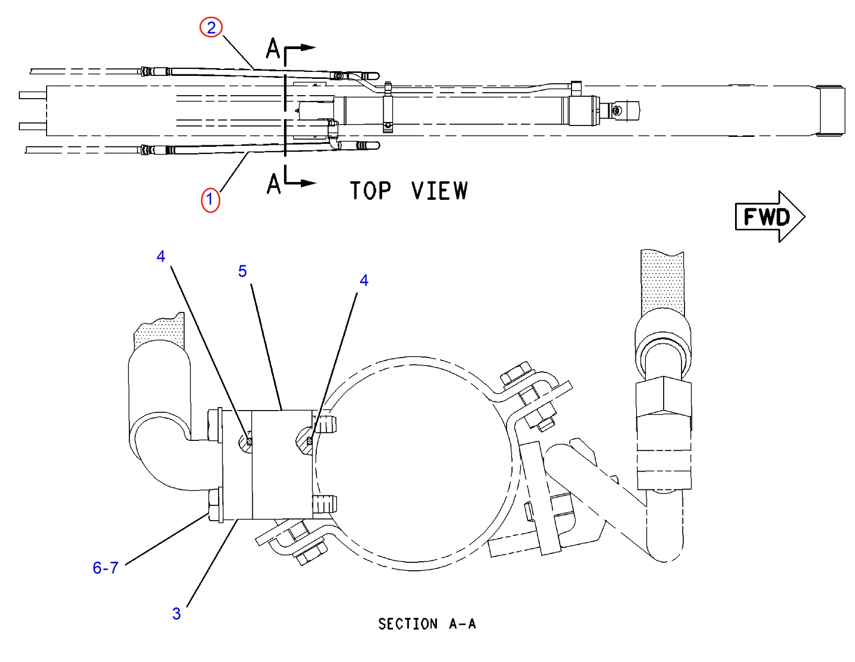 Caterpillar CAT®311F LRR installation diagram showing hydraulic hose 124-0841 at Pipe No. 2