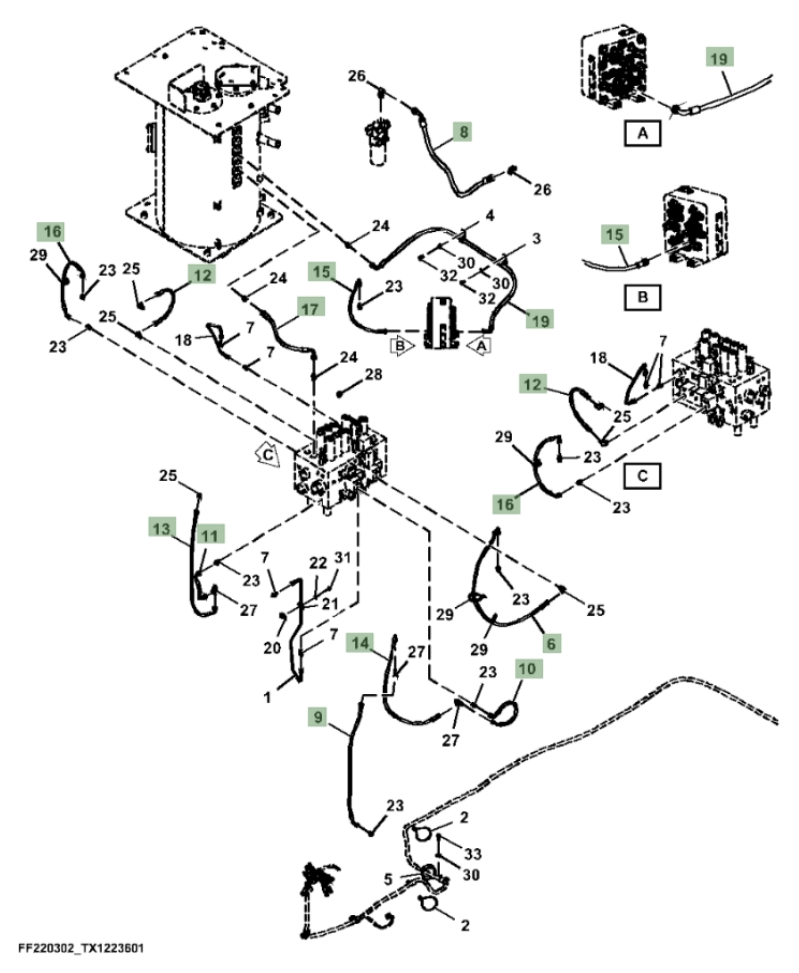 Hitachi ZX260FLC-FE-6N installation diagram showing hydraulic hose 4635267 at Pipe No. 17