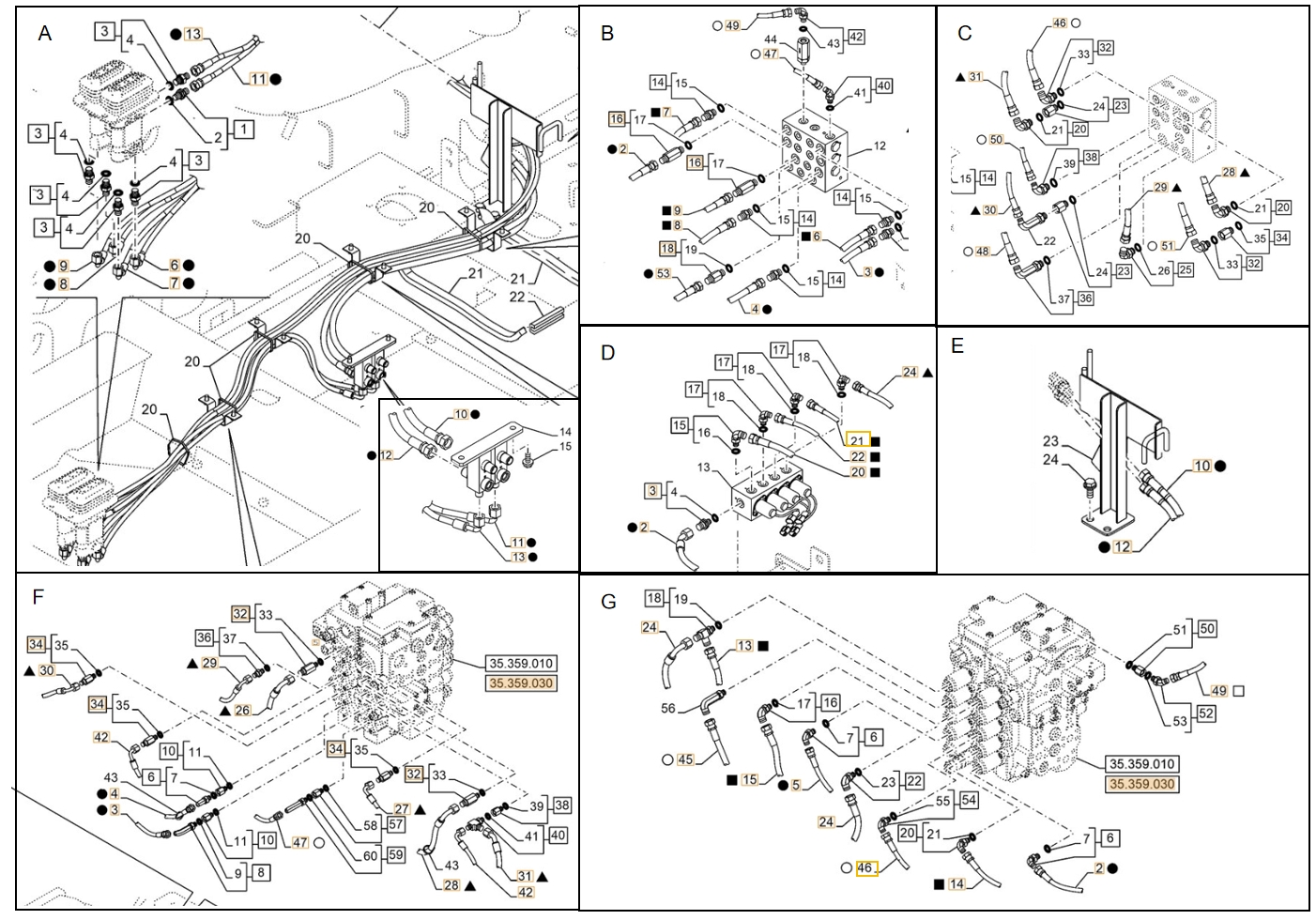 Case CX130E installation diagram showing hydraulic hose KHJ2439 at Pipe No. C48-F28