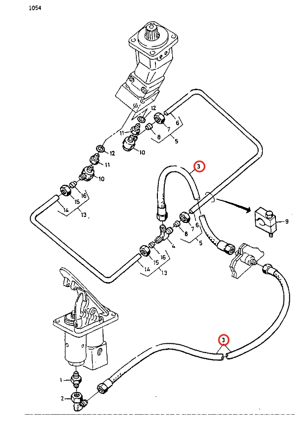 Caterpillar CAT®212 installation diagram showing hydraulic hose 5W-6859 at Pipe No. 3