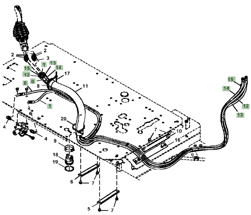 Hitachi ZX210LC-6N installation diagram showing hydraulic hose 4681879 at Pipe No. 14