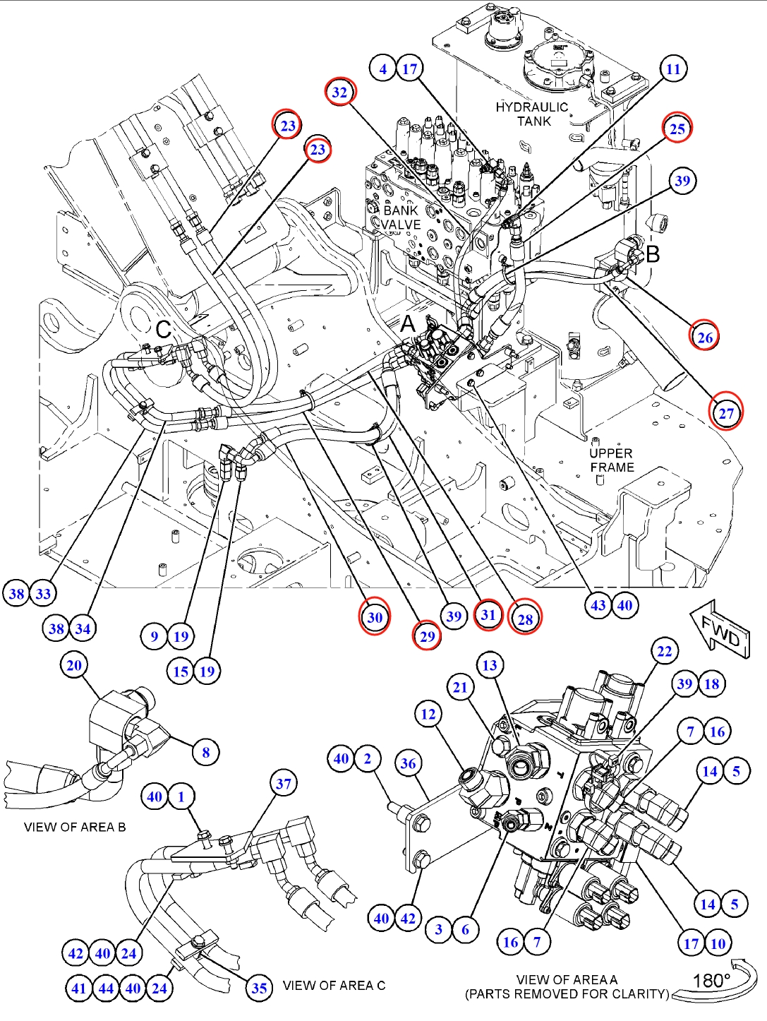 Caterpillar CAT®315 GC installation diagram showing hydraulic hose 576-5162 at Pipe No. 29