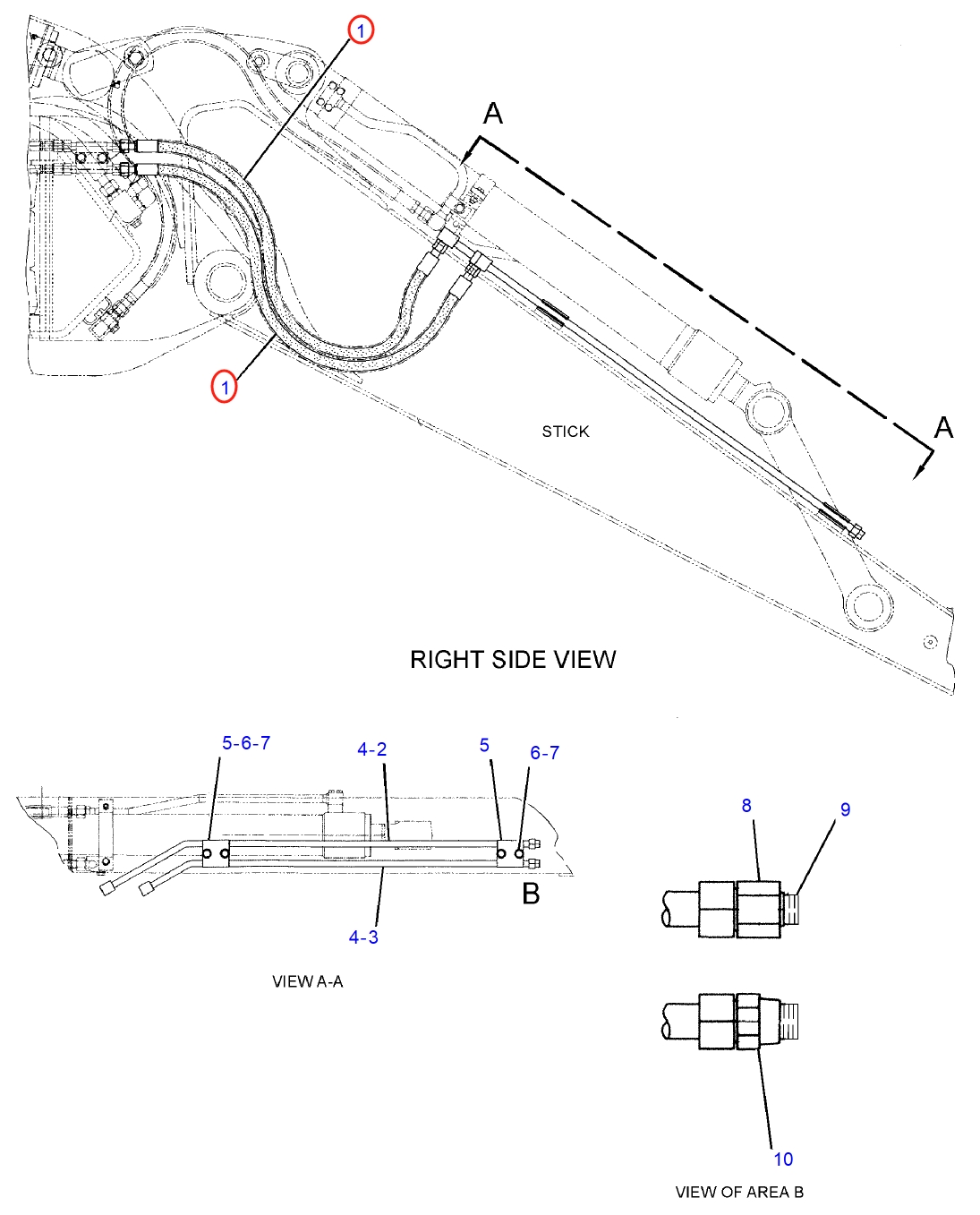 Caterpillar CAT®314D LCR installation diagram showing hydraulic hose 371-3101 at Pipe No. 1