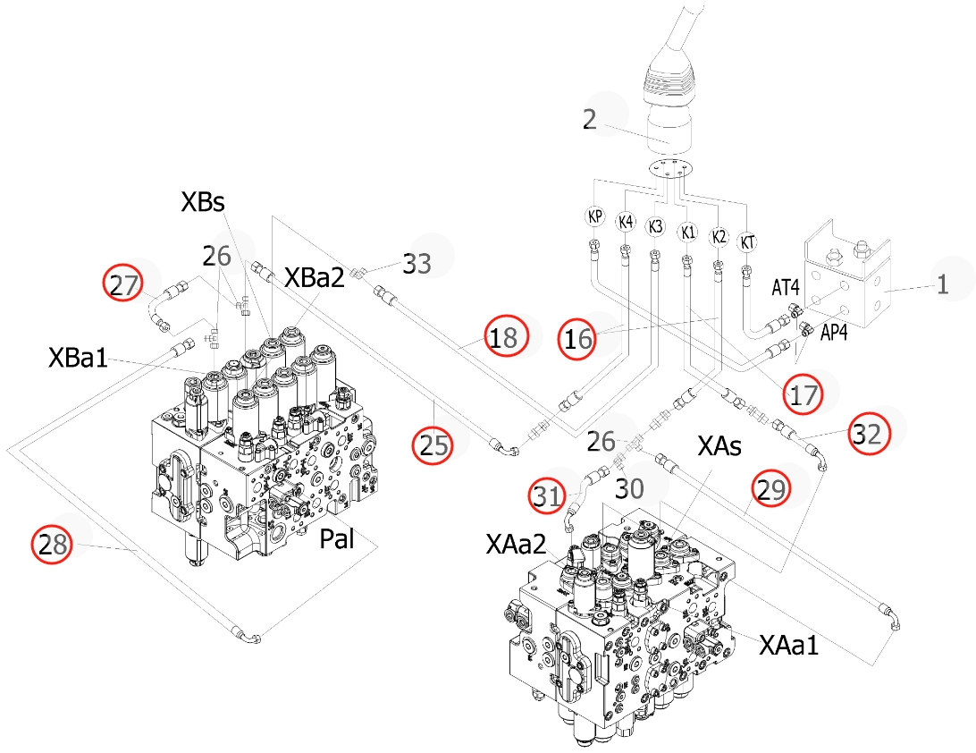 Sunward SWE205E-3H installation diagram showing hydraulic hose 730501000544 at Pipe No. 17