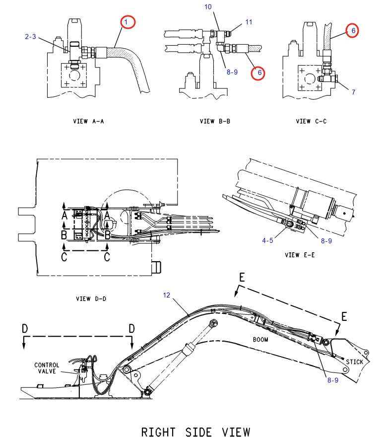 Caterpillar CAT®317-A N installation diagram showing hydraulic hose 121-3148 at Pipe No. 1