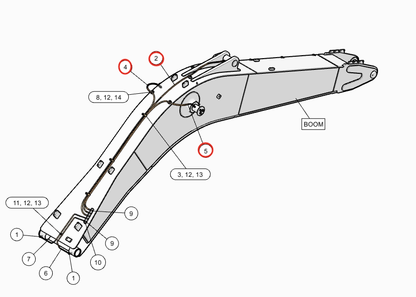 Caterpillar CAT®318F installation diagram showing hydraulic hose 216-6682 at Pipe No. 4