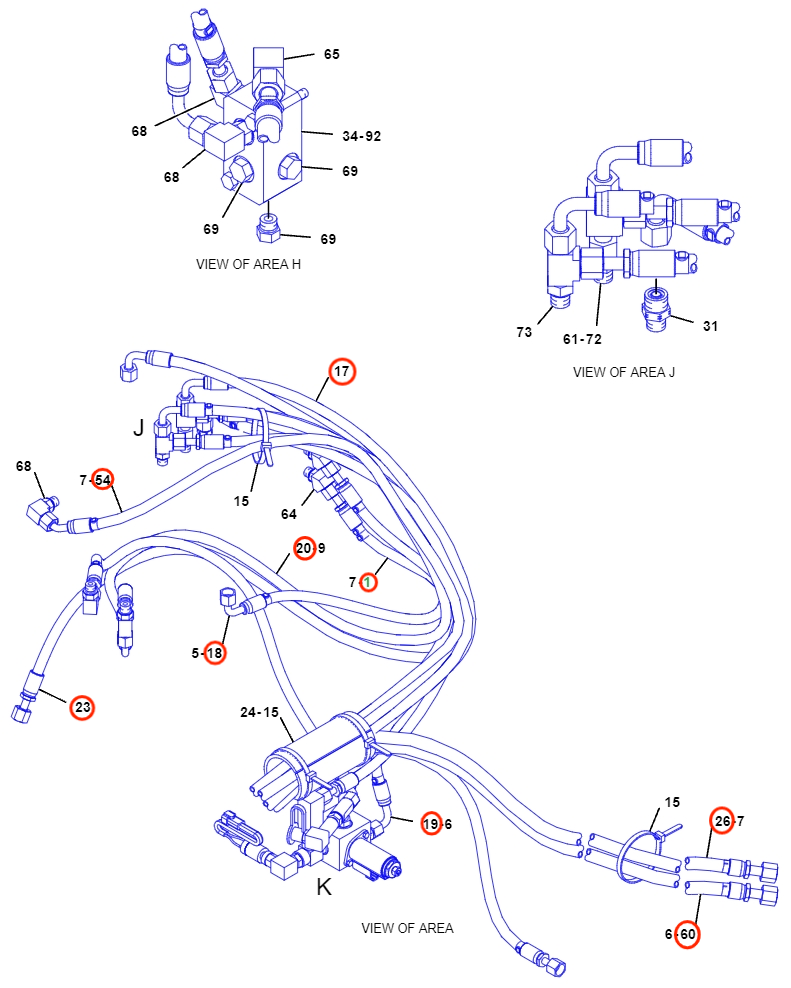 Caterpillar CAT®312D L installation diagram showing hydraulic hose 4I-3994 at Pipe No. 1