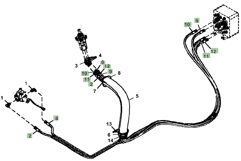 Hitachi ZX245USLC-6N installation diagram showing hydraulic hose 4436320 at Pipe No. 12