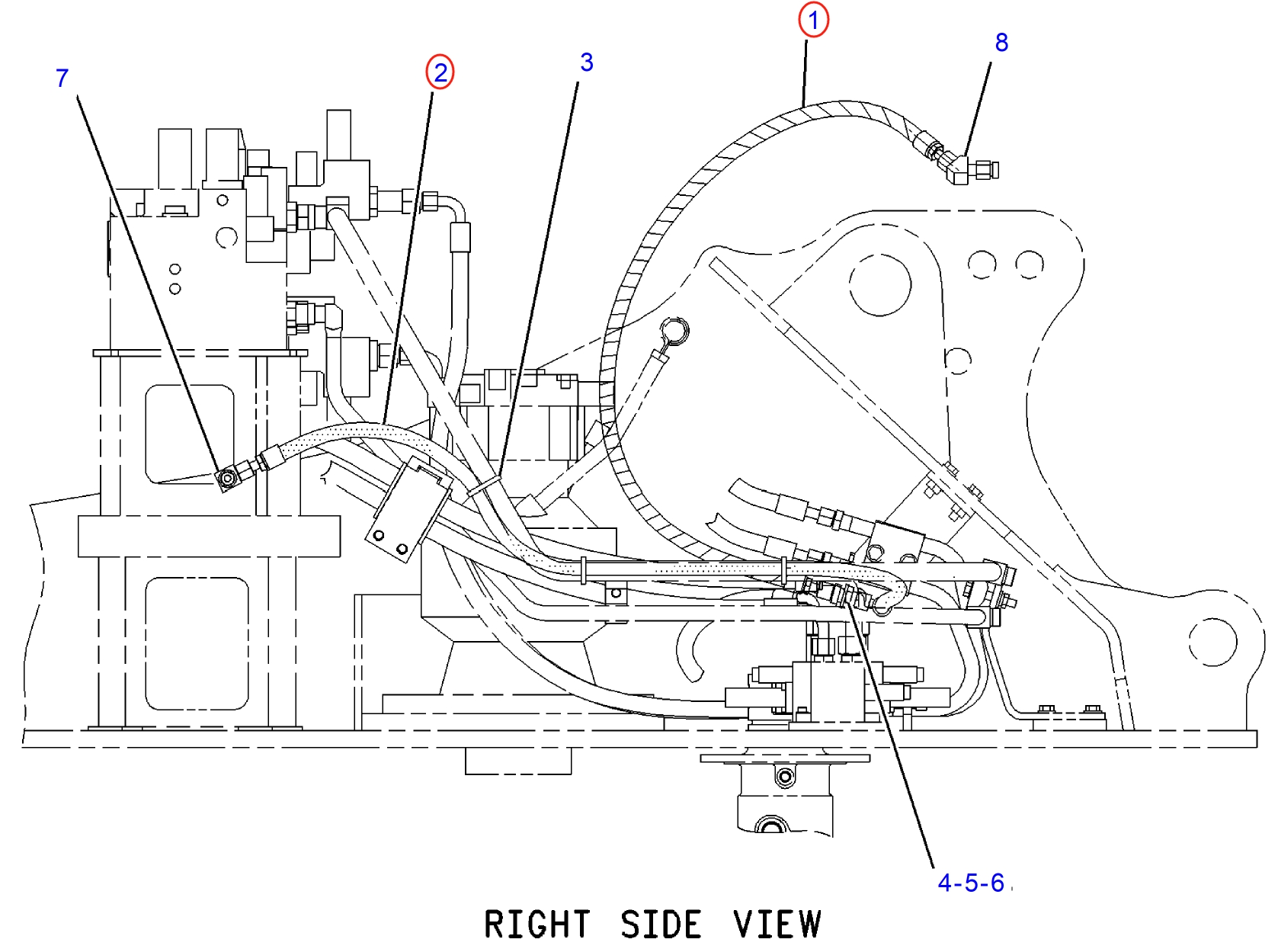 Caterpillar CAT®315C installation diagram showing hydraulic hose 207-6235 at Pipe No. 1