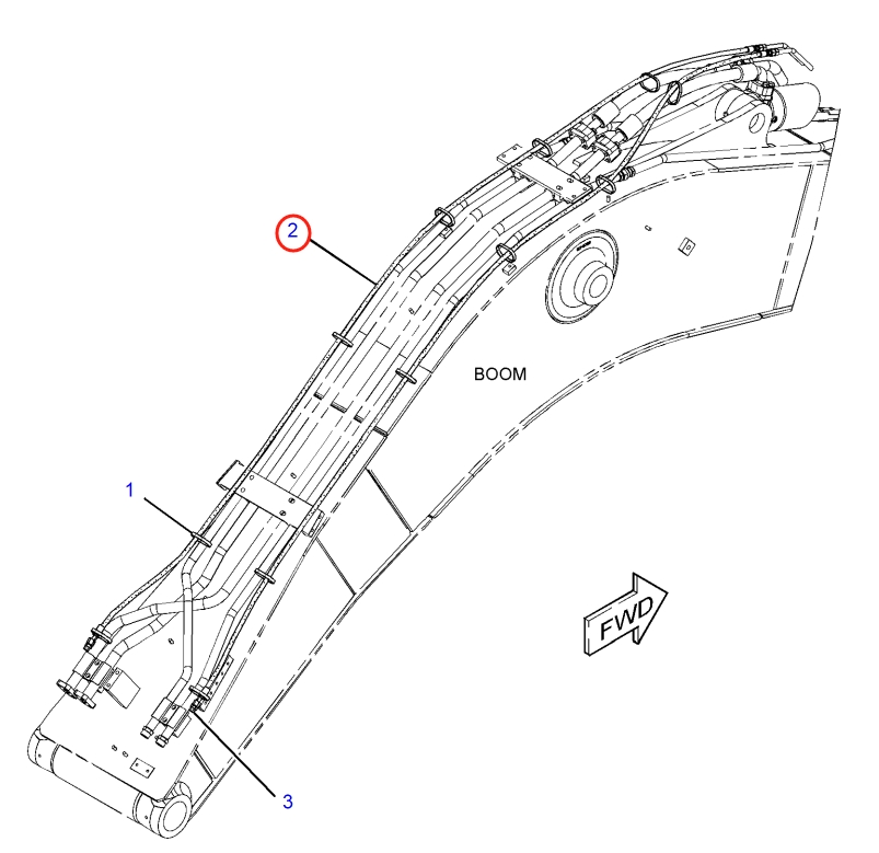 Caterpillar CAT®316F installation diagram showing hydraulic hose 212-5149 at Pipe No. 2