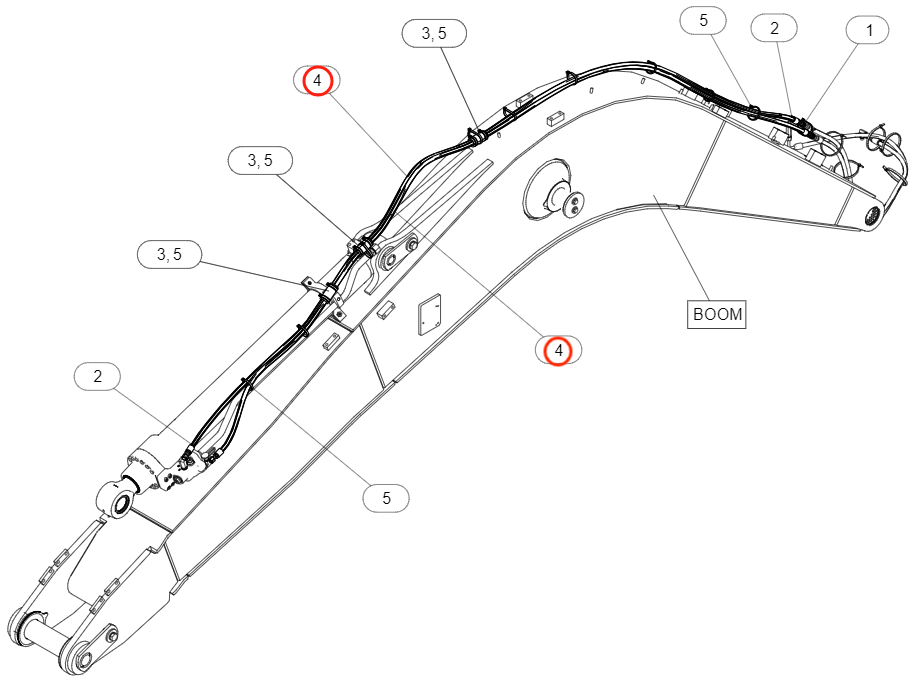 Caterpillar CAT®315 GC installation diagram showing hydraulic hose 585-2785 at Pipe No. 4