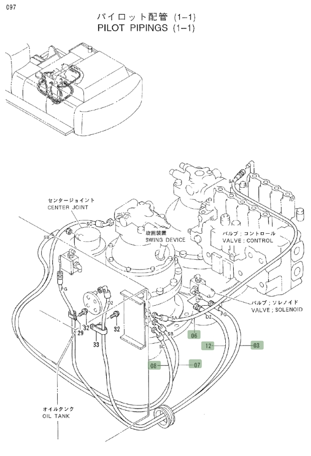 Hitachi EX550LC installation diagram showing hydraulic hose 4343392 at Pipe No. 12