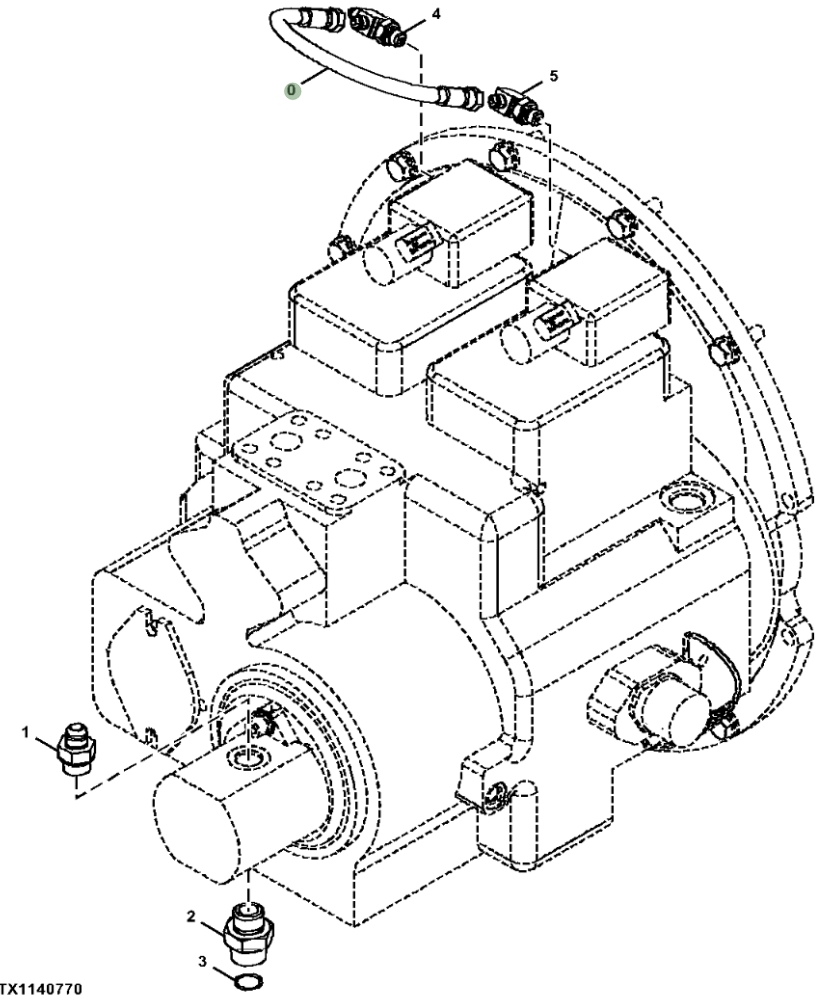 Hitachi ZX470LC-5G installation diagram showing hydraulic hose 4437397 at Pipe No. 0