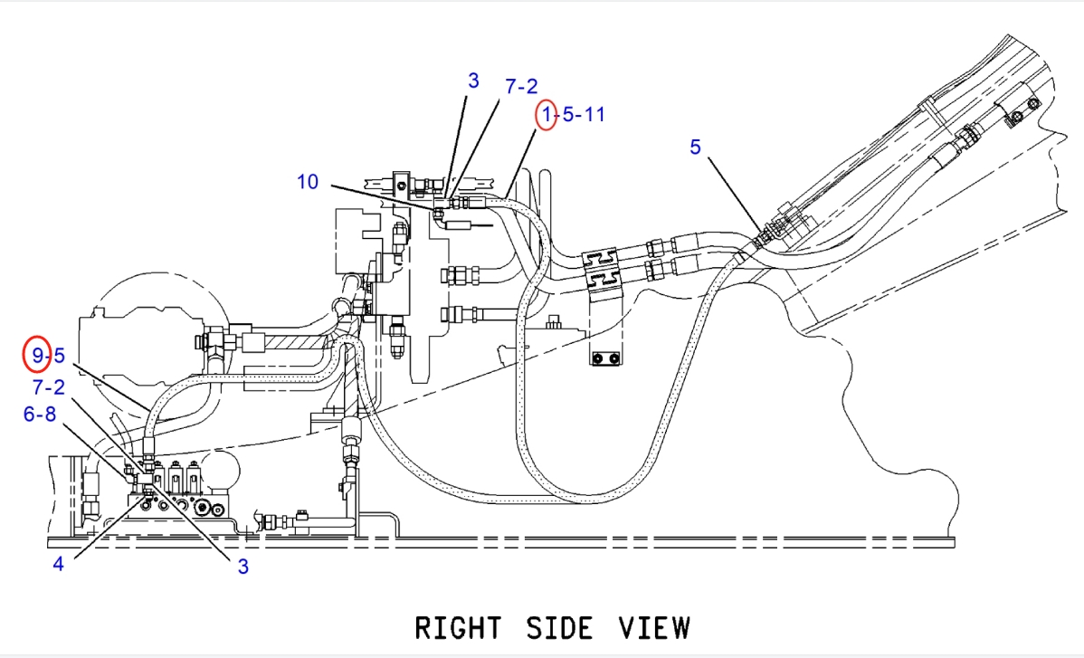 Caterpillar CAT®312B L installation diagram showing hydraulic hose 137-6451 at Pipe No. 1
