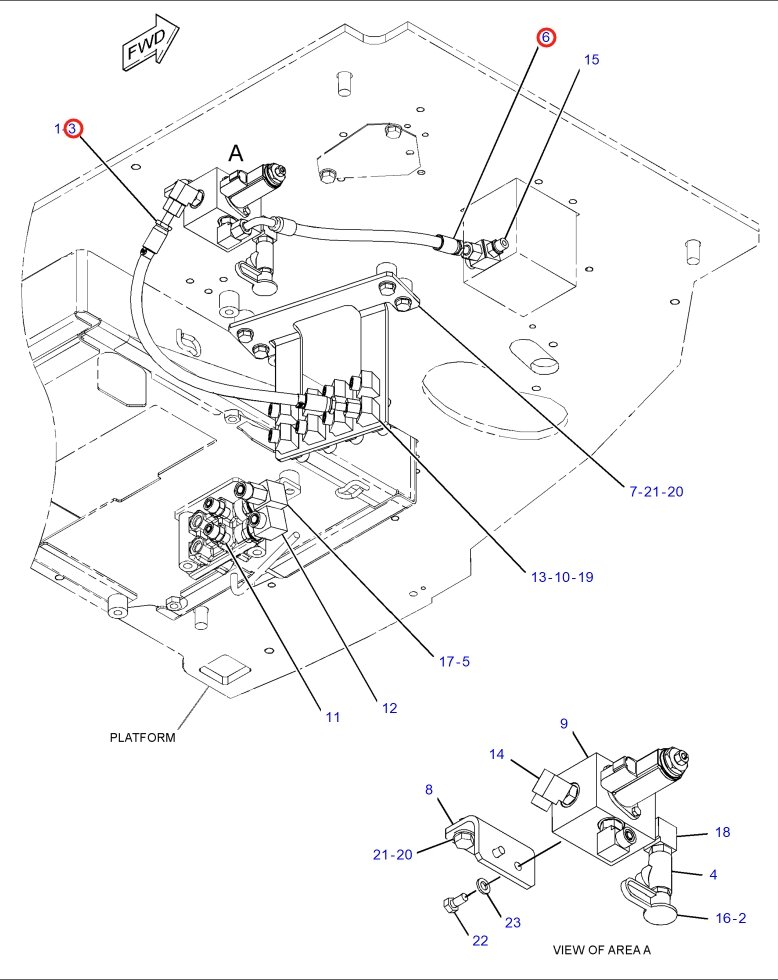 Caterpillar CAT®315F LCR installation diagram showing hydraulic hose 102-8274 at Pipe No. 3