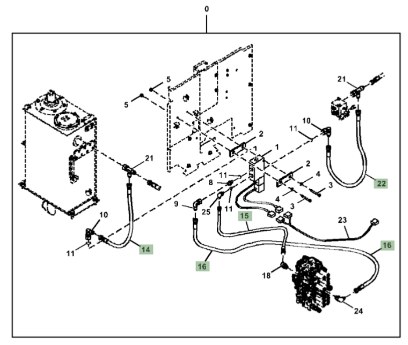 Hitachi ZX85USB-5N installation diagram showing hydraulic hose 4317872 at Pipe No. 15