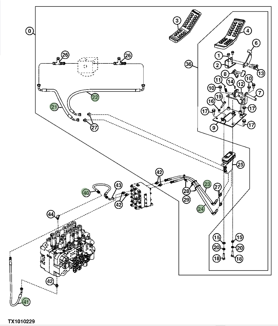 Hitachi ZX200LC-3 installation diagram showing hydraulic hose 4484246 at Pipe No. 23
