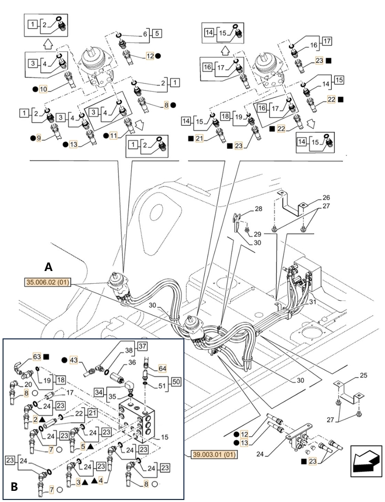 Case CX350C LC installation diagram showing hydraulic hose 159213A1 at Pipe No. A12