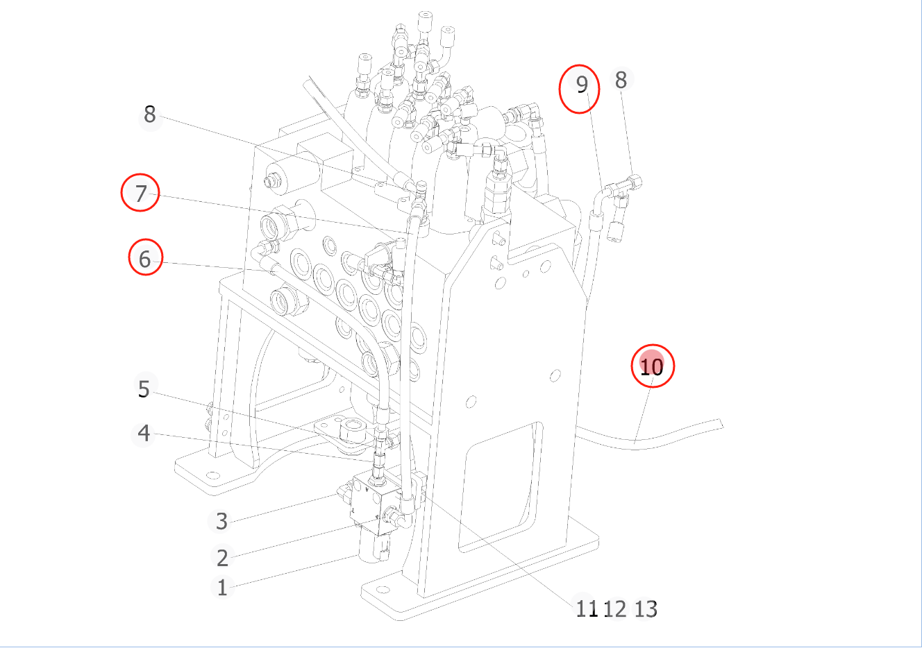 Sunward SWE150E installation diagram showing hydraulic hose 730502003763 at Pipe No. 9