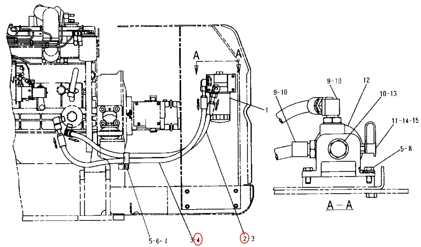 Caterpillar CAT®315B L installation diagram showing hydraulic hose 135-5733 at Pipe No. 4