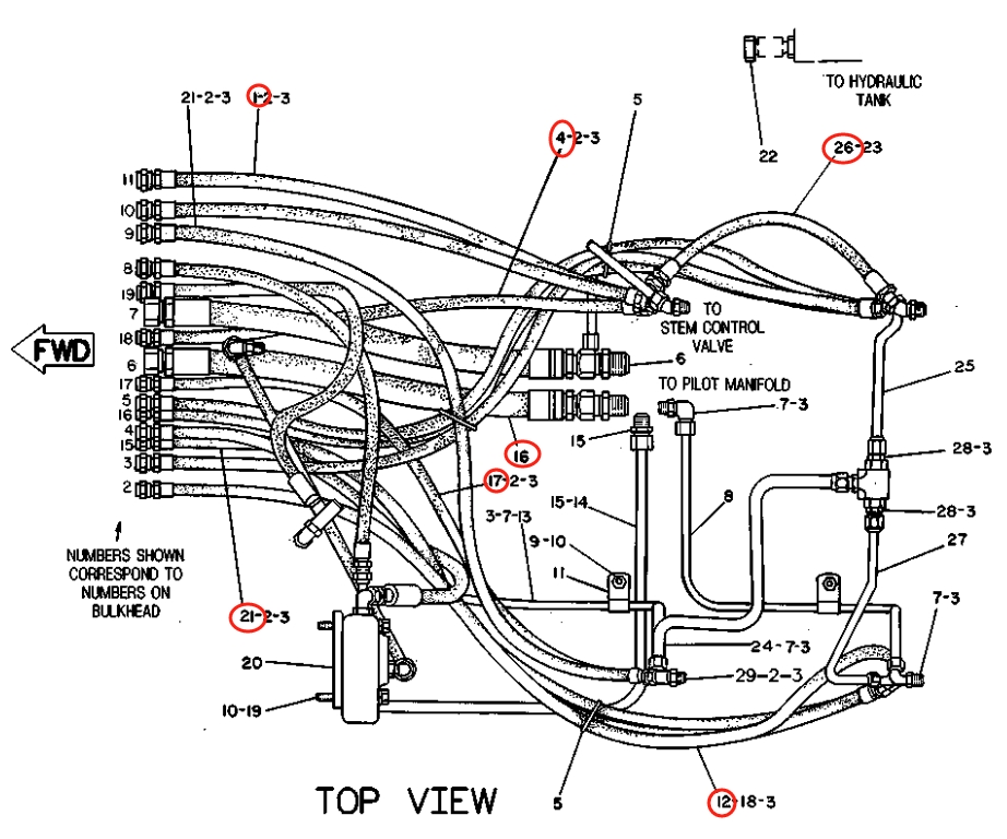 Caterpillar CAT®215C installation diagram showing hydraulic hose 5C-3426 at Pipe No. 16