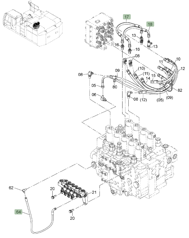 Hitachi ZX650LC-3 installation diagram showing hydraulic hose 4436269 at Pipe No. 17