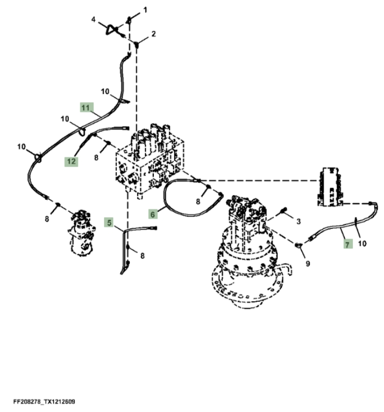 Hitachi ZX370F-FE-6N installation diagram showing hydraulic hose 4648912 at Pipe No. 6