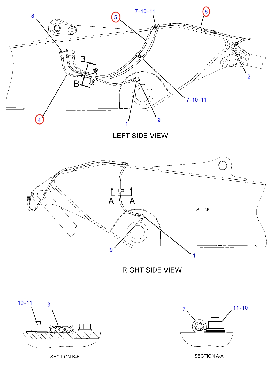 Caterpillar CAT®314D LCR installation diagram showing hydraulic hose 290-9044 at Pipe No. 5