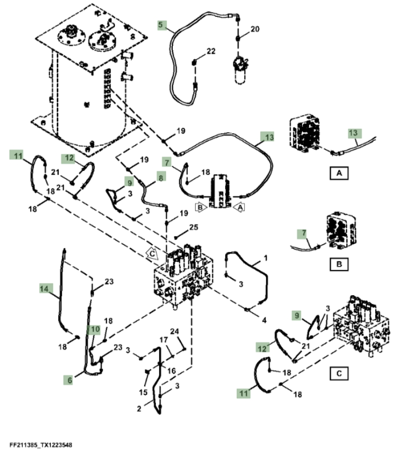 Hitachi ZX370F-FE-6N installation diagram showing hydraulic hose 4630946 at Pipe No. 6