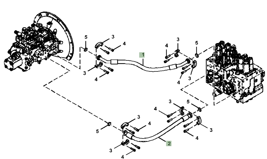 Hitachi ZX130-5G installation diagram showing hydraulic hose 4721464 at Pipe No. 2
