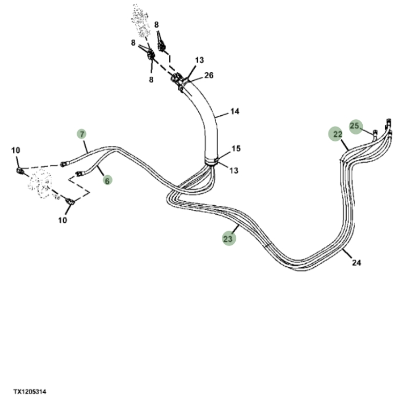 Hitachi ZXS370F-3 installation diagram showing hydraulic hose 4656533 at Pipe No. 25