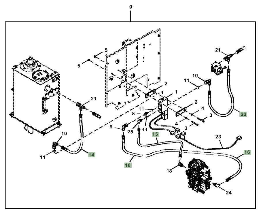 Hitachi ZX75US-5N installation diagram showing hydraulic hose 4317872 at Pipe No. 15