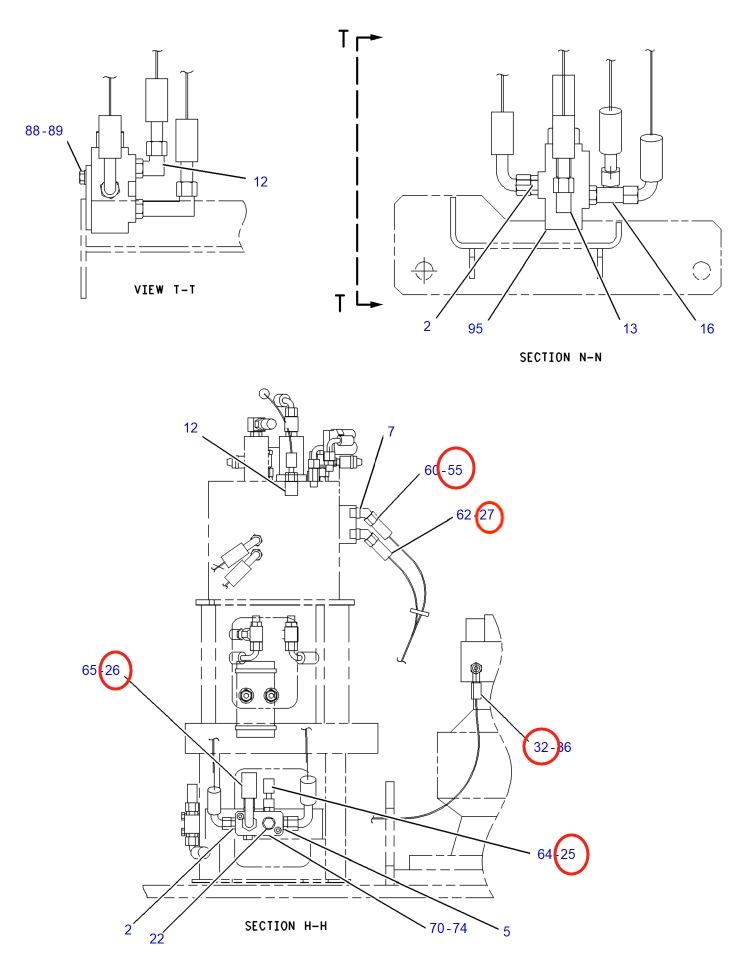 Caterpillar CAT®315C installation diagram showing hydraulic hose 194-0325 at Pipe No. 25