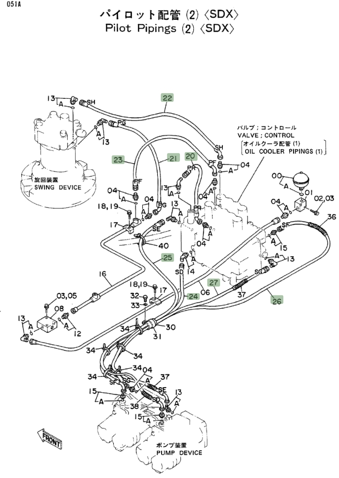 Hitachi EX300LC installation diagram showing hydraulic hose 4207925 at Pipe No. 23