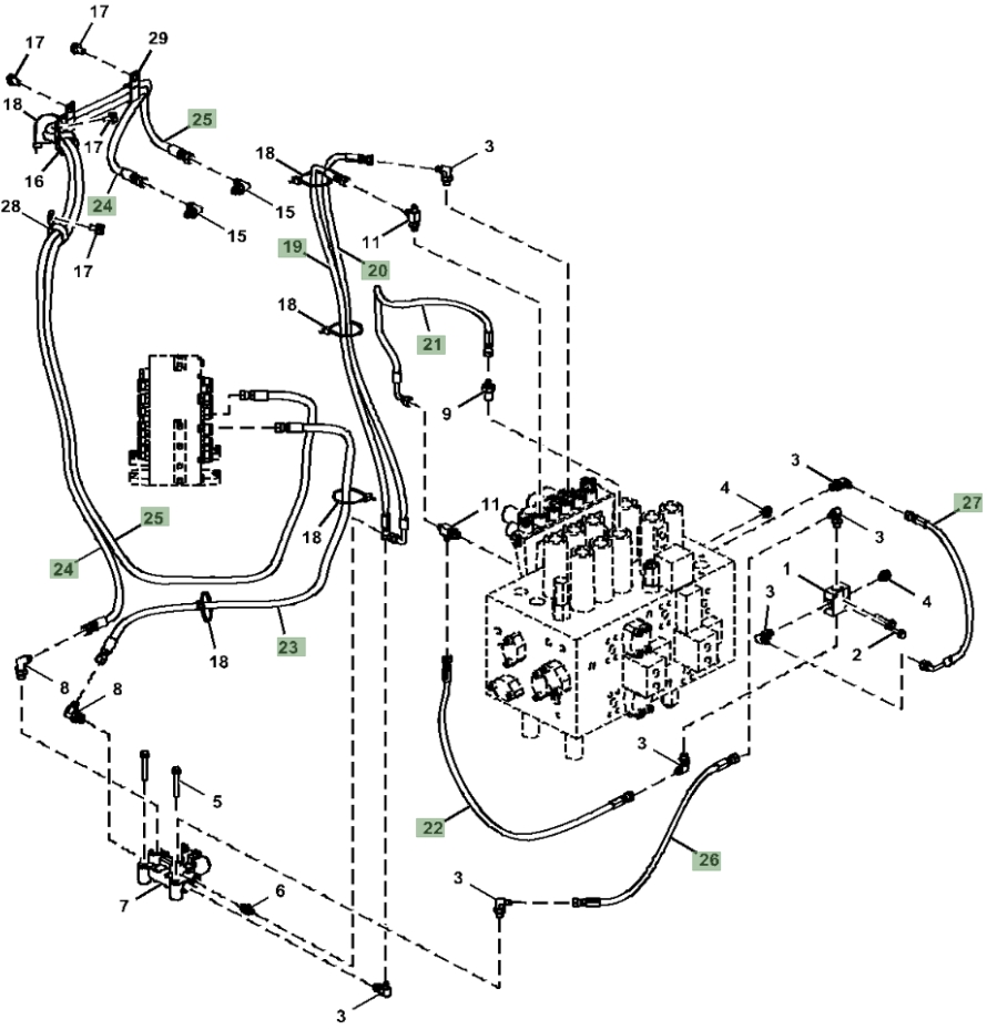 Hitachi ZX180LC-6N installation diagram showing hydraulic hose 4364398 at Pipe No. 22