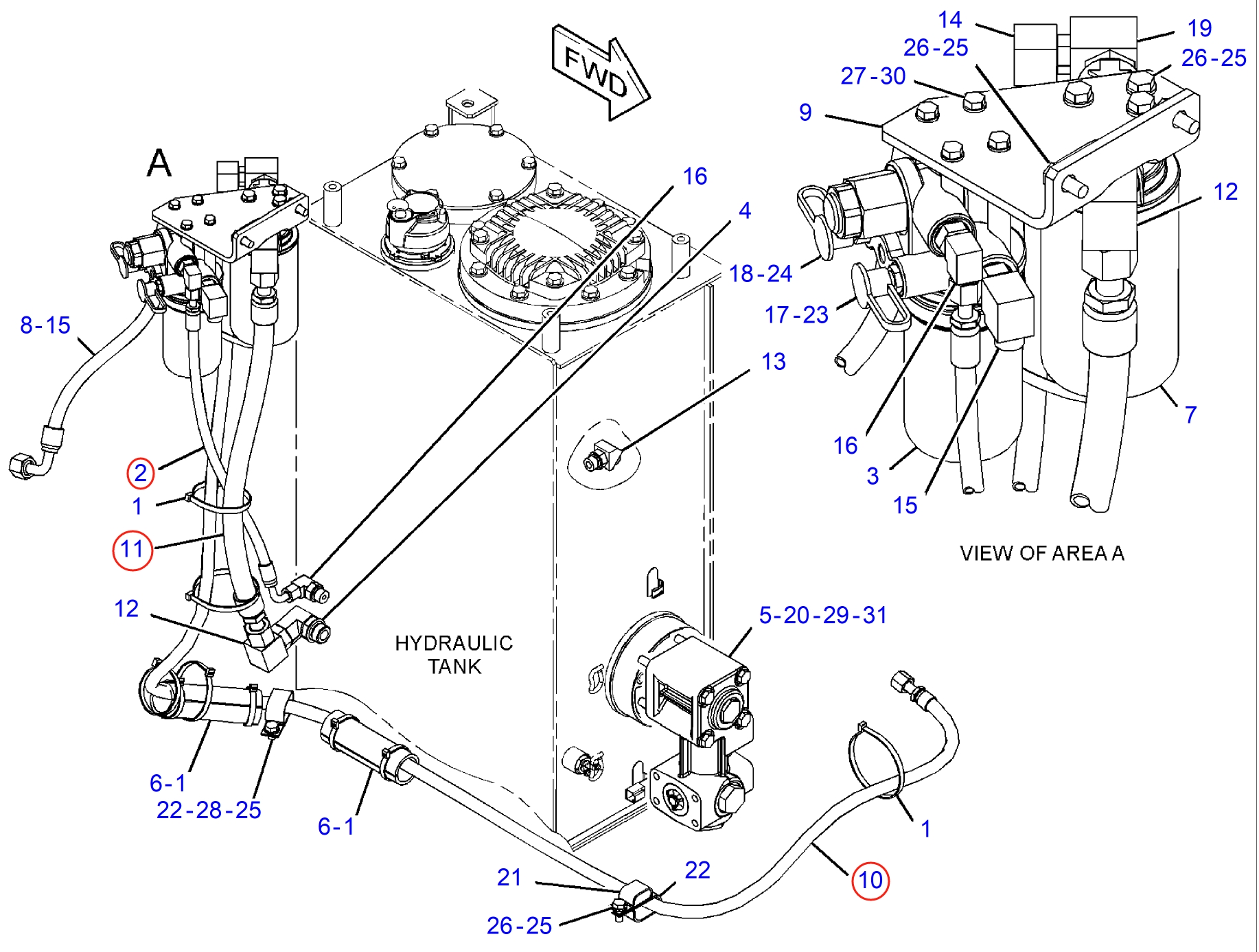 Caterpillar CAT®314F CR installation diagram showing hydraulic hose 390-2301 at Pipe No. 10
