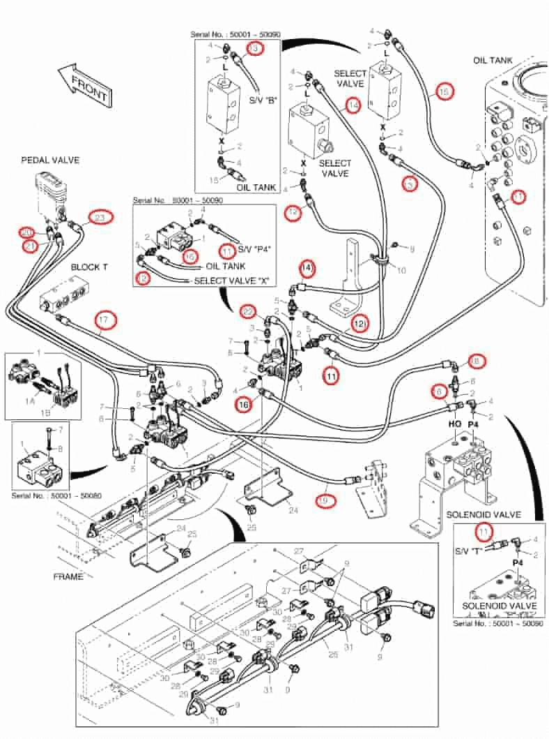 Doosan DX160LC installation diagram showing hydraulic hose DS2094122 at Pipe No. 16
