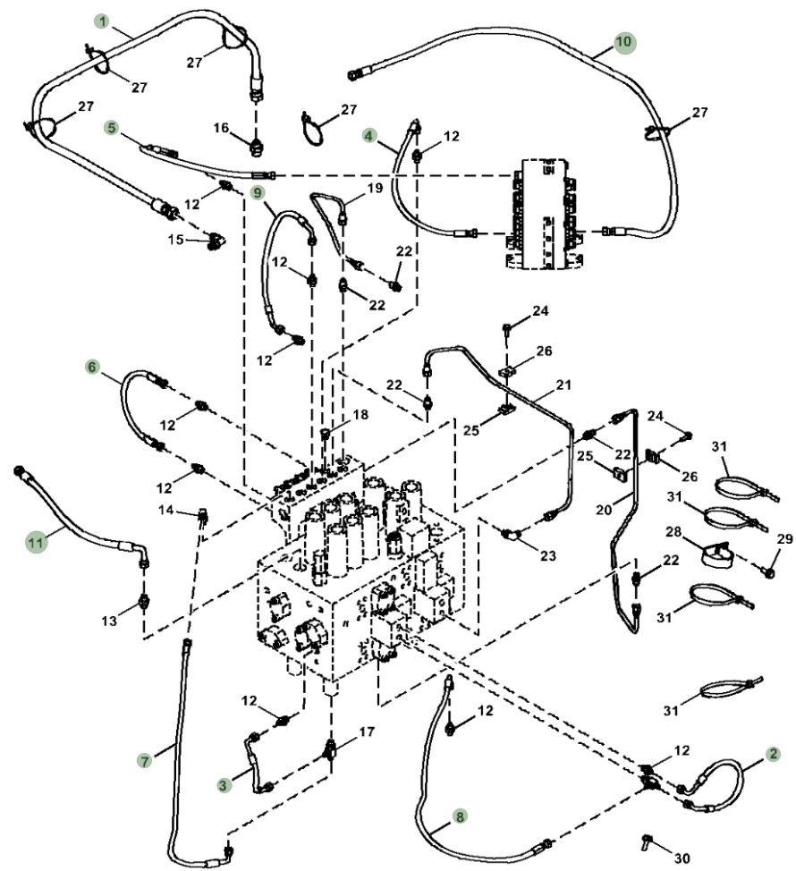 Hitachi ZX290LC-5G installation diagram showing hydraulic hose 4634380 at Pipe No. 10