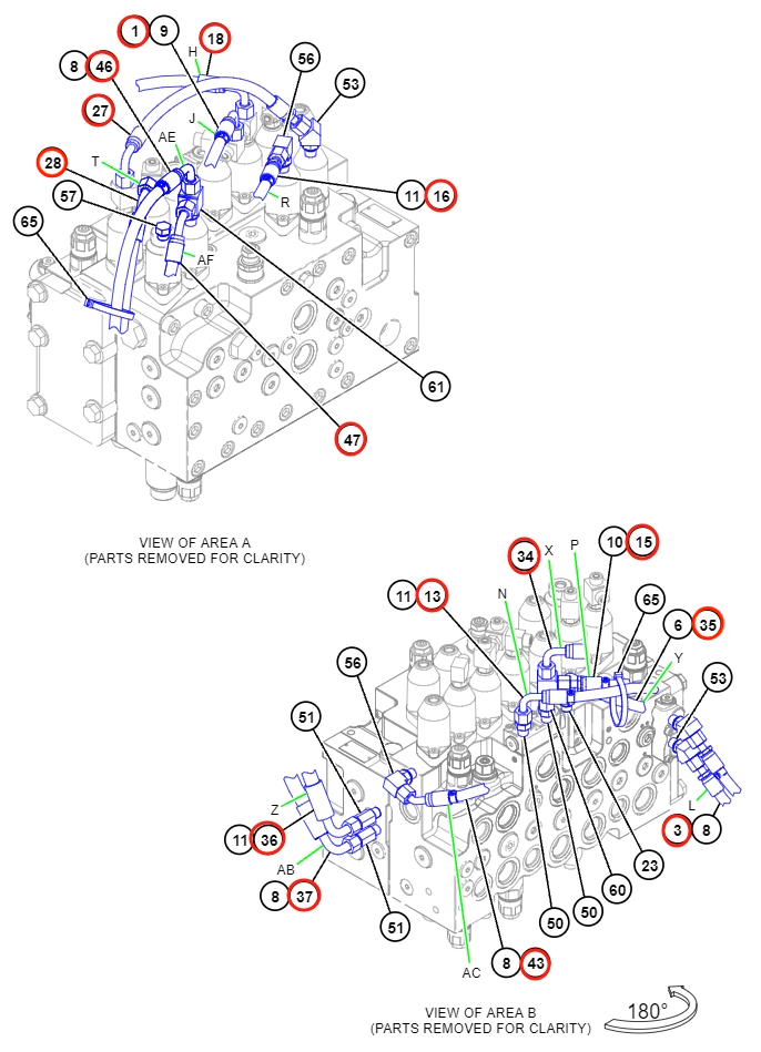 Caterpillar CAT®312D2 GC installation diagram showing hydraulic hose 4I-3994 at Pipe No. 3