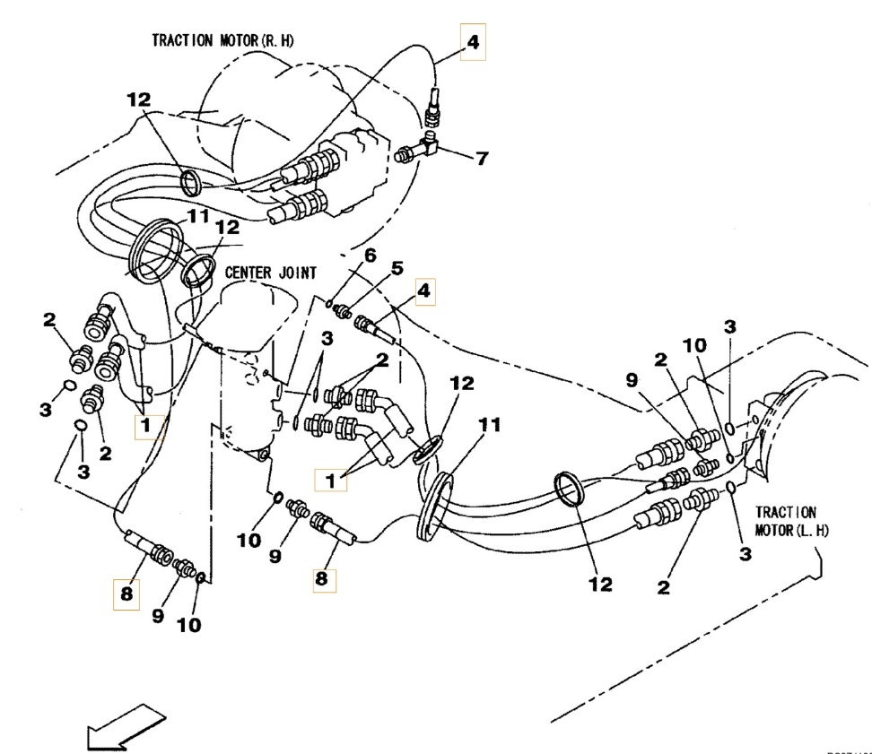 Case CX130B installation diagram showing hydraulic hose 160696A1 at Pipe No. 1