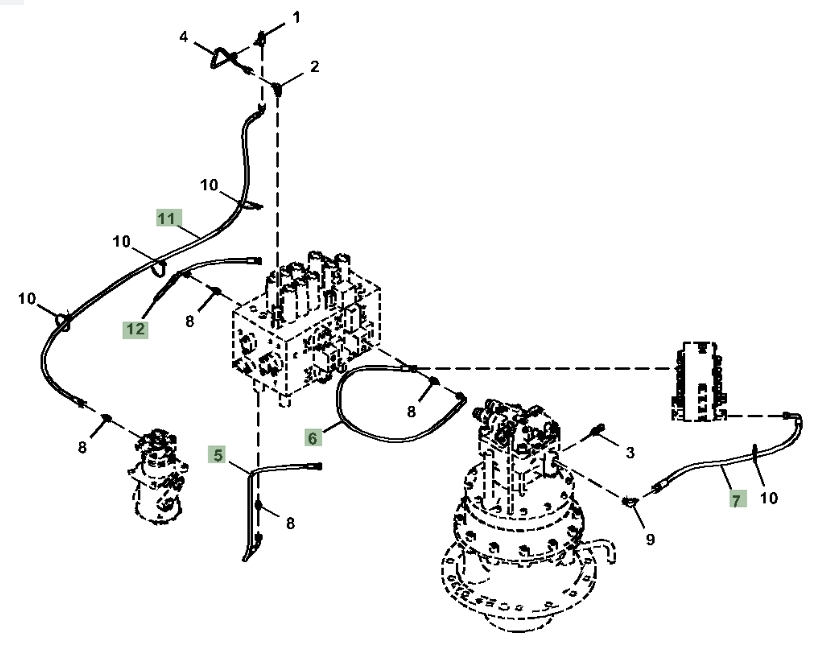 Hitachi ZX370FLC-LL-6N installation diagram showing hydraulic hose 4648912 at Pipe No. 6