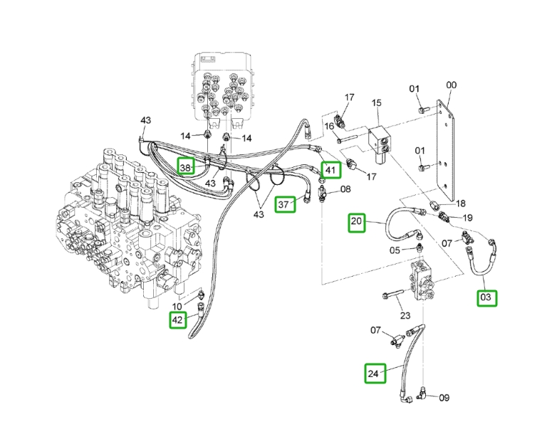Hitachi ZX160LC-3 installation diagram showing hydraulic hose 4452734 at Pipe No. 20