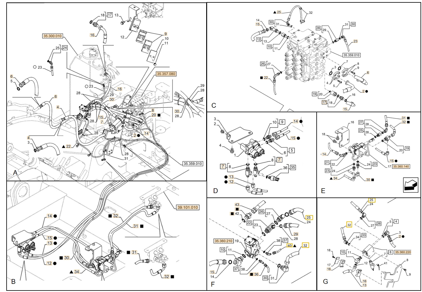 Case CX130E installation diagram showing hydraulic hose KHJ2195 at Pipe No. 31