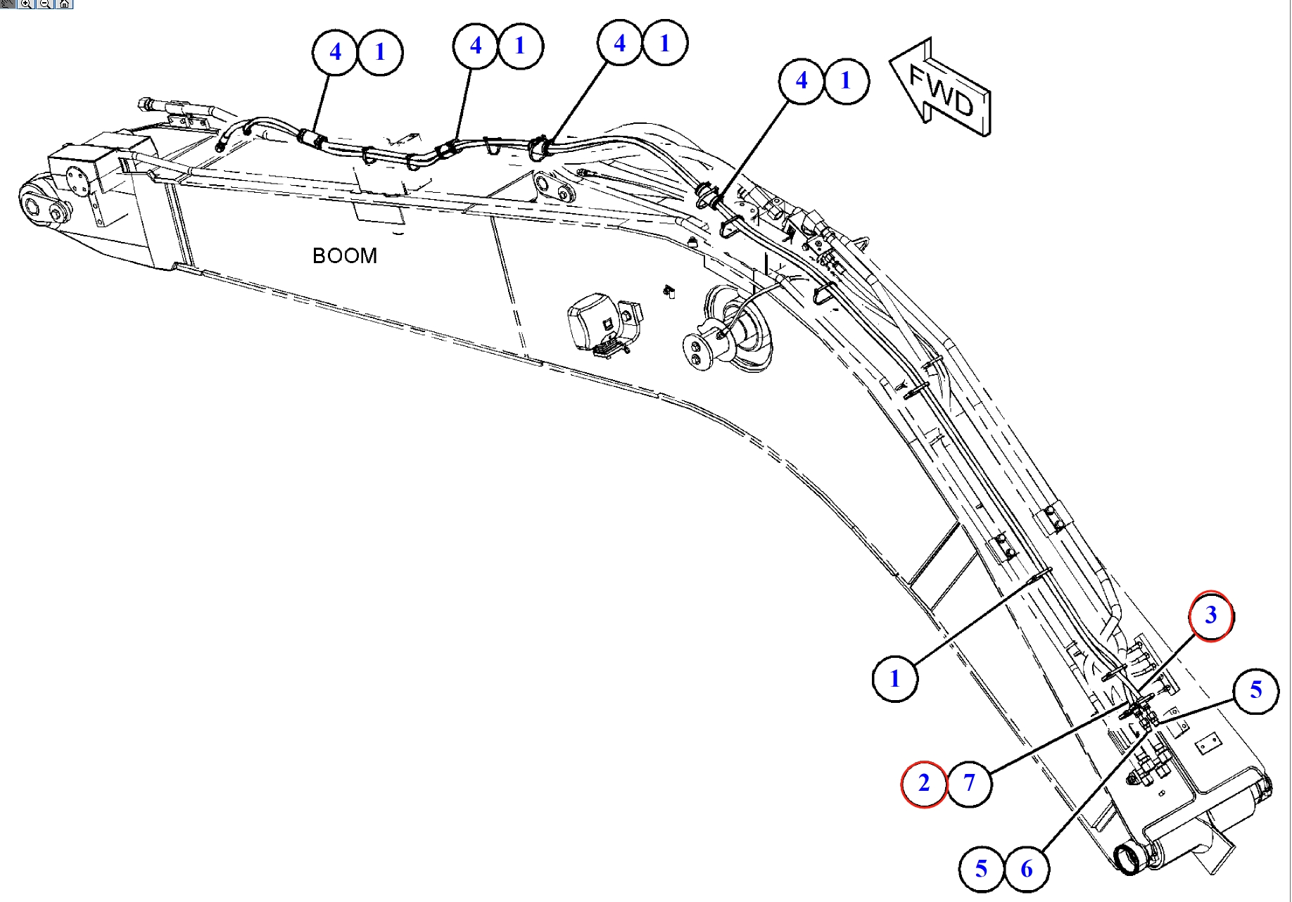 Caterpillar CAT®313F LGC installation diagram showing hydraulic hose 482-8371 at Pipe No. 3