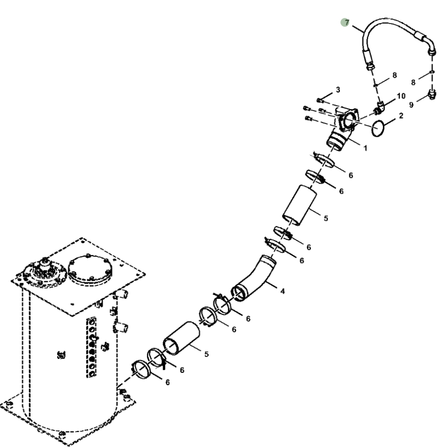 Hitachi ZX160LC-5N installation diagram showing hydraulic hose 4644625 at Pipe No. 7