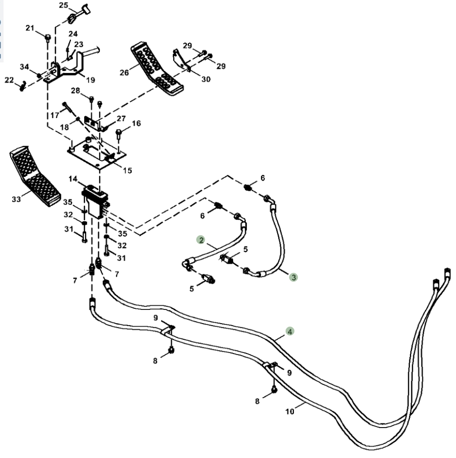Hitachi ZX130-5N installation diagram showing hydraulic hose 4648204 at Pipe No. 2