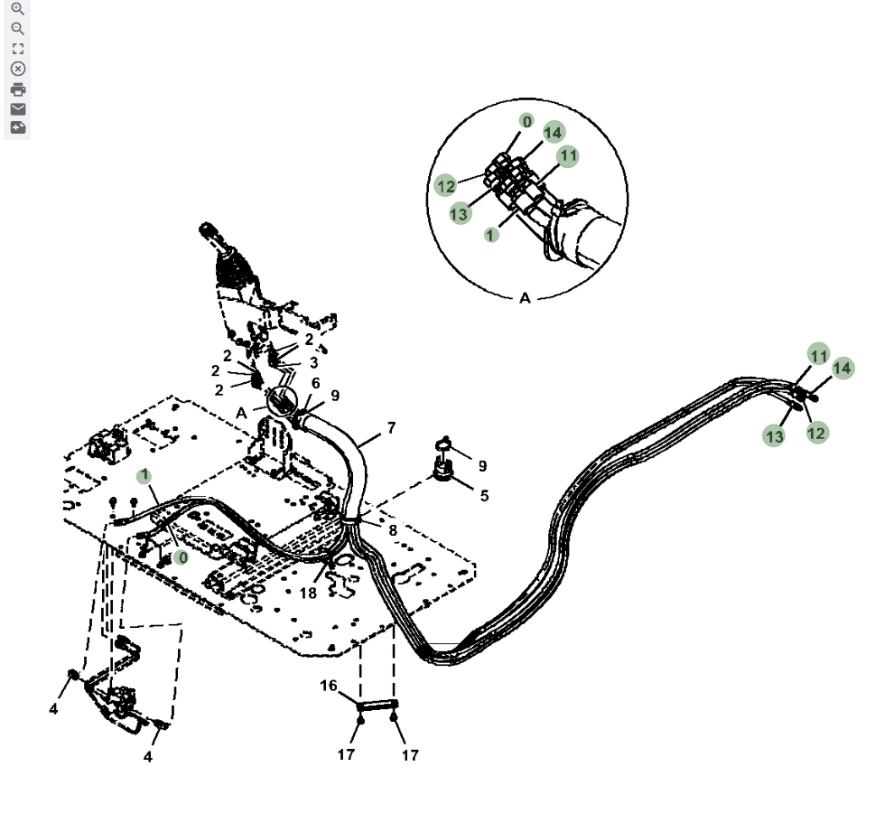 Hitachi ZX670LC-5B installation diagram showing hydraulic hose 4713138 at Pipe No. 1