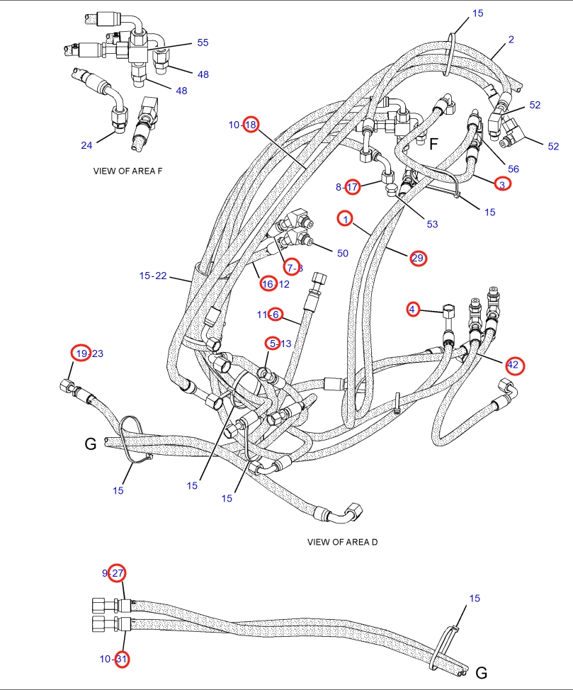 Caterpillar CAT®318D2 L installation diagram showing hydraulic hose 4I-6391 at Pipe No. 7