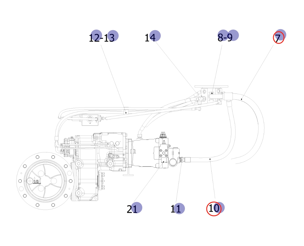 Sunward SWE150W installation diagram showing hydraulic hose 730502002538 at Pipe No. 10